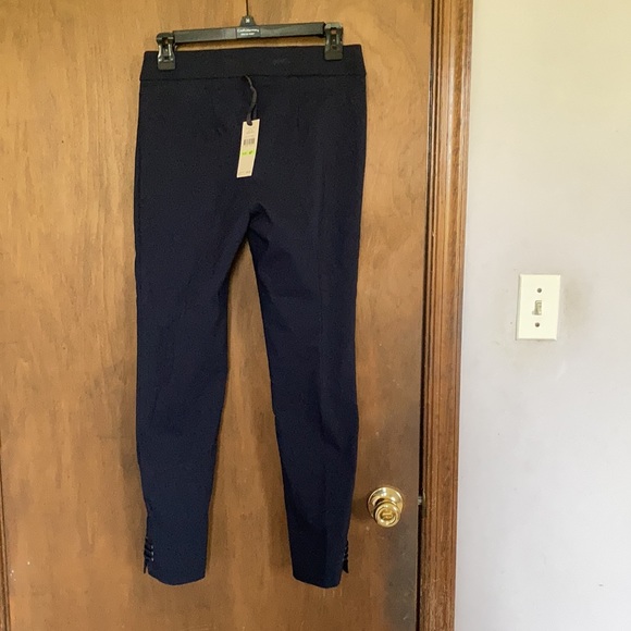 Emaline navy blue pull on pant with stretch design detail at hemline 4P - Picture 7 of 13